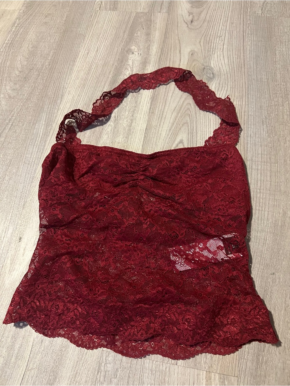 Red Lace Halter Tank Top